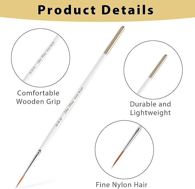cobee 12Pcs Fine Paint Brushes, Detail Paint Brushes Micro Artist Paintbrush Set Acrylic Paint Brushes for Kids Students Artists Detail Painting Oil Fine Art Painting Watercolor Nail Art