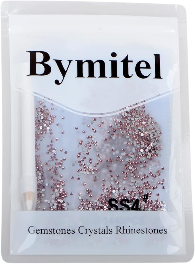 2880PCS Art Nail Rhinestones Non Hotfix Glue Fix Round Crystals Glass Flatback for DIY Jewelry Making with one Picking Pen (ss4 2880pcs, Lt. Amethyst)