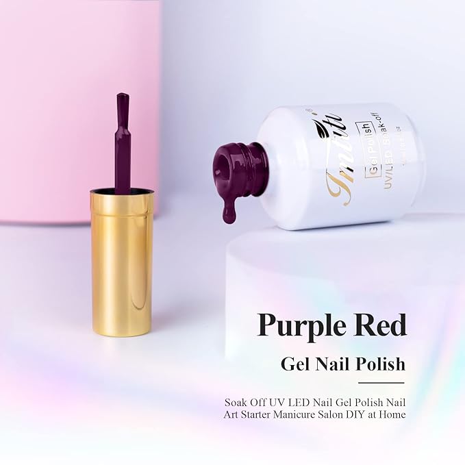 Imtiti Purple Gel Nail Polish, 0.5 fl oz Burgundy Wine Color Soak Off Polish for Nail Art Manicure Salon DIY, Nail Lamp Design Christmas Decoration
