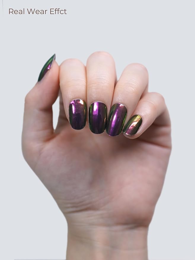 Semi Cured Gel Nail Strips - UV Light Gel Nail Stickers - 20 Long Lasting Salon Quality Wraps (Starlight Rave Red)