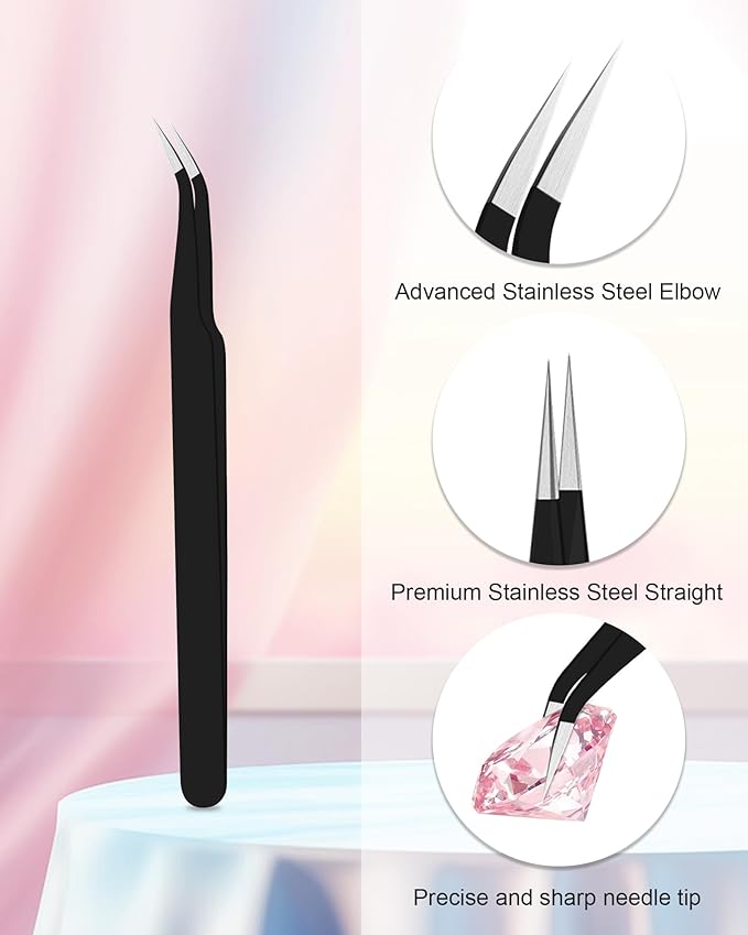 Difenni Rhinestone Picker Tool, Wax Pencil for Rhinestones Tool, Dual-Ended DIY Nail Bedazzling Tools with 4 Extra White Replaceable Wax Head and 1 Tweezer(White)