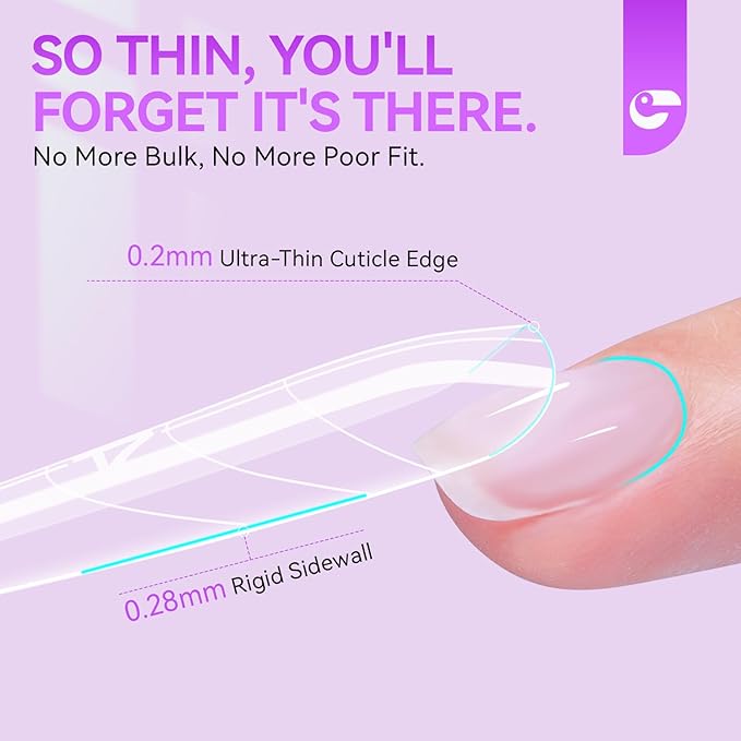 Gelike EC Sandwich Dual Nail Forms: Save 70% Times for Reusable Nail Extensions - Long Coffin Nails Mold for Building Gel/Polygel/Acrylic - 240Pcs 15 Sizes Trim To Fit Short/Medium/Long Styles