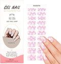Spring Semi Cured Gel Nail Strips - 20Pcs Flower UV Gel Nail Wraps with Aurora Design, Long Lasting Salon-Quality Stickers, Includes Nails File & Wooden Stick - UV/LED Lamp Required