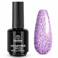 Beetles Purple Gel Nail Polish – 15ml Purple Glitter Gel Polish Soak Off UV LED Shimmer Rose Quartz Glow Color Nail Art Long Lasting Glossy Salon and DIY Nail Manicure Spring Gift for Women