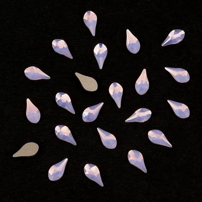 50pcs Flatback Pink Opal Nail Flame Shape Gem 480pcs Round Rhinestones Mix Size 3d Nail Art Supply