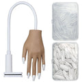 Acrylic Practice Hand Fake Nails Kit, BORNBYME Upgrade Nail Training Adjustable Finger Kits, Fake Nails Hands for Nail Beginner Practice with 200 PCS Nail Tips, White