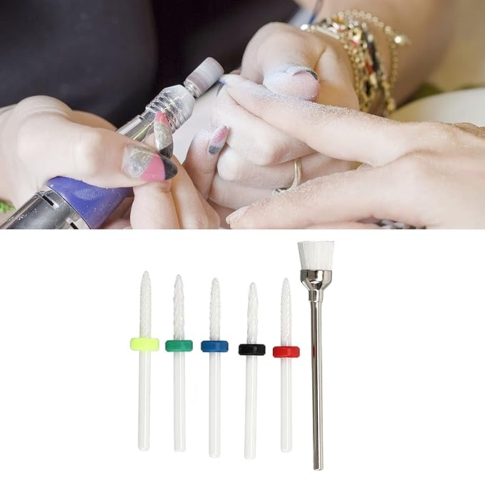 Cramic Bits for Nail Drill 6pcs Nail Drill Bit Set Professional Home Salon Ceramic Cuticle Remover Bits Acrylic Nail Art Tools for Manicure Pedicure Home Salon