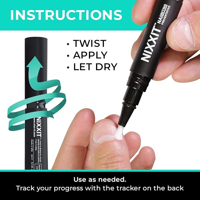 NIXXIT Nail Biting Treatment for Children and Adults - Stop Nail Biting Pen and Thumb Sucking for Adults & Kids - Non Glossy Bitter Taste - Safe & Effective Solution - USA Made