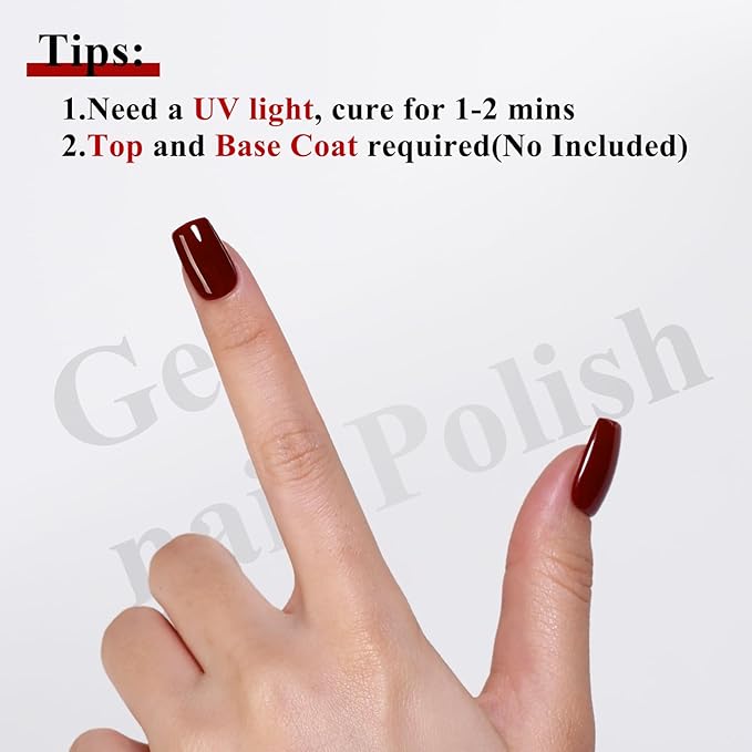Imtiti 10ml Burgundy Red Gel Nail Polish Long Lasting Soak Off UV Led Fall Gel Polish Salon DIY at Home Gift for Women 1Pcs