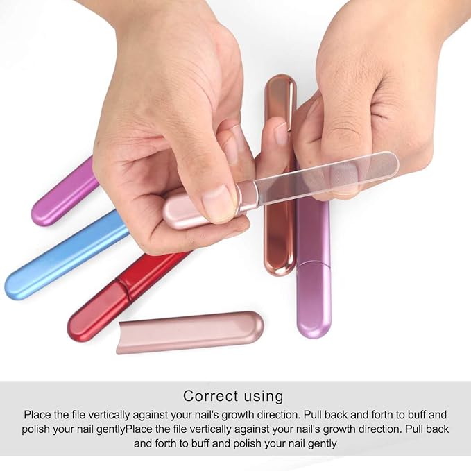 Premium Glass Nail File with Case, Crystal Diamond Salon Best Beauty Nail Buffer for Natural and Acrylic Nails Christmas Gift for Woman and Man,Wine Red