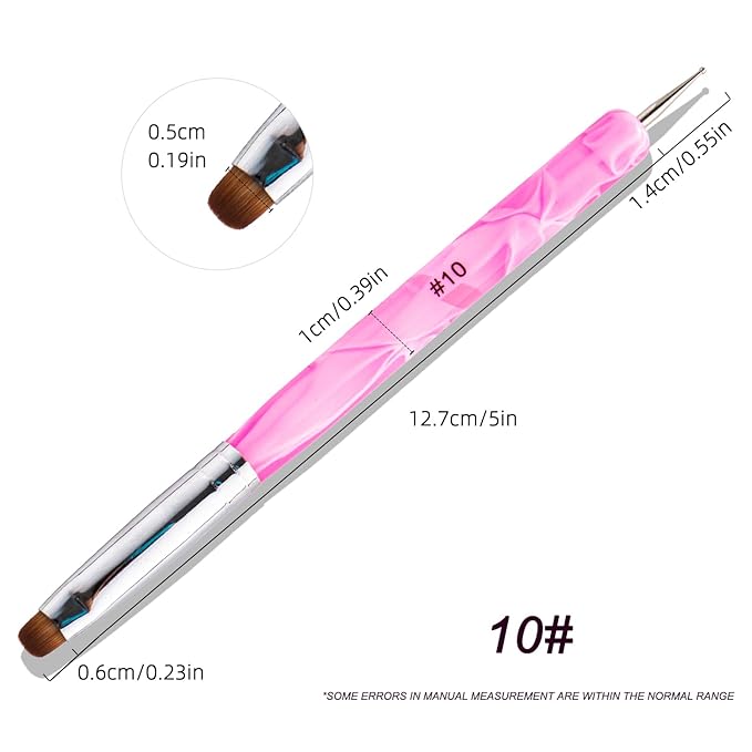 French Manicure 2-Way Nail Art Brush with Dotting Tool - Peach, 10#