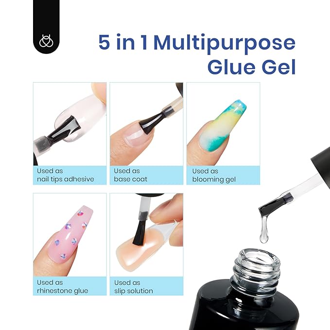Beetles Gel Nail Kit Etch-X, Medium Coffin, 504pcs, with 5 in 1 Nail Glue Base Gel and Innovative Led Lamp Diy Art at Home Nail Kit Easy Nail Extension Set