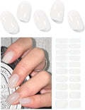 UV Gel Nail Stickers, Milky 20pcs Semi Cured Gel Nail Strips, Wraps for Home Manicure DIY