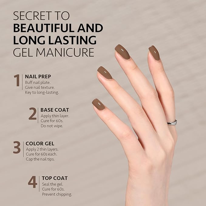 GAOY Brown Gel Nail Polish, 16ml Soak Off Gel Polish, UV Light Cure for Nail Art DIY Manicure at Home, 2077 Chestnut Brownie