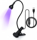 UV Light for Gel Nails 3W UV Nail Lamp, with Gooseneck, 4 Levels Dimming, 365+395nm Wavelength, Portable Clamp with USB Charge, for Decoration DIY at Home Salon Manicure