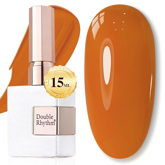 Double Rhythm Gel Polish 15ML Jelly Sheer Pastel Light Milky Color Pearl White Bottle 1 PC 0.5 OZ Full Size Nail Art Salon at Home (Deep Ginger Yellow-D1448)