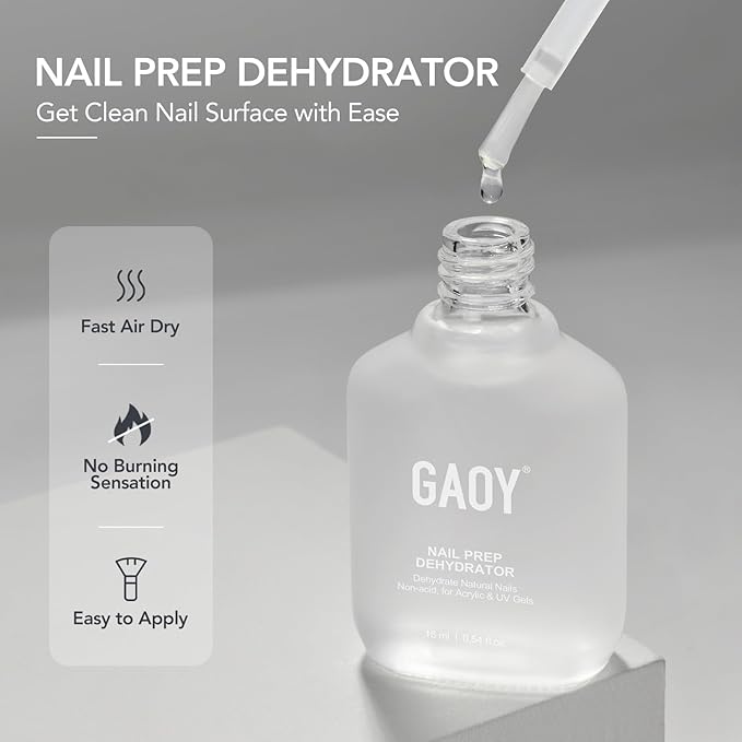 GAOY Nail Dehydrator, Acid-Free Natural Nail Prep Dehydrate, Air Dry for Gel Polish, 16ml