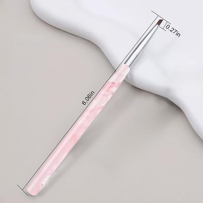 SILPECWEE Nail Brush for Drawing Petals and Butterflies, Acrylic Nail Art Paint Brushes Manicure Brush Nails Design Tool for Women Watercolor Paint & Oil Painting - Pink Marble