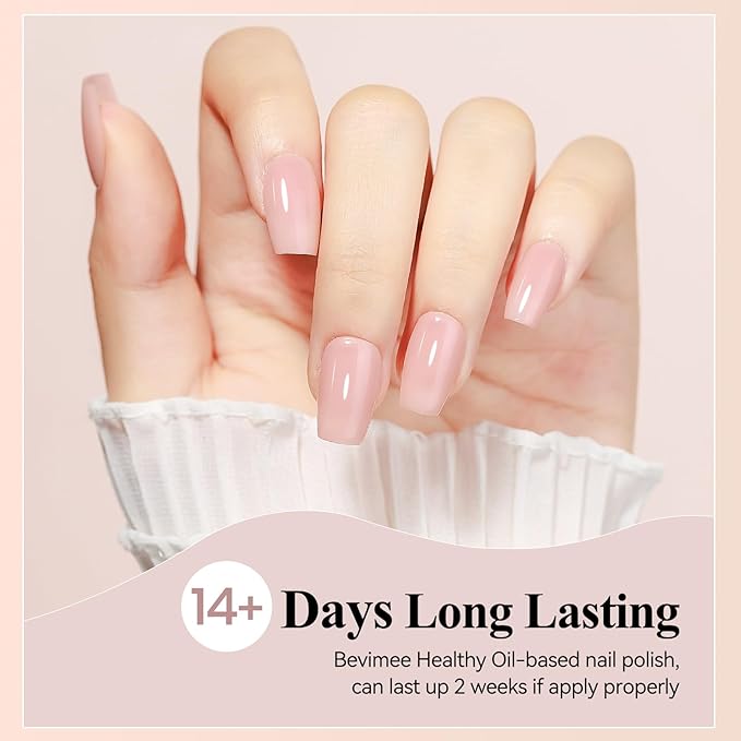 Nude Nail Polish Set: Quick Dry Pink Nail Lacquer Non Gel Regular Sheer Colors White Light Pink Natural Fingerpolish Fast Drying DIY Valentine's Day Gift for Women, 6 Colors 8lm/0.27fl.oz