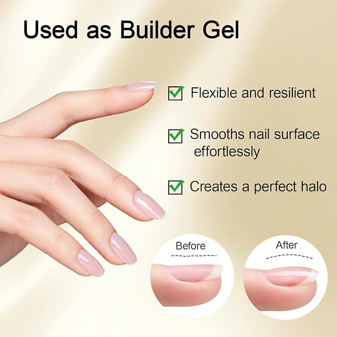 JODSONE Nail Glue Gel - 16.5ml 4-in-1 Formula for Tips, Base Coat, Builder Gel & Rhinestones. Achieve Long-Lasting, Salon-Quality Art at Home Requires U V Light Curing
