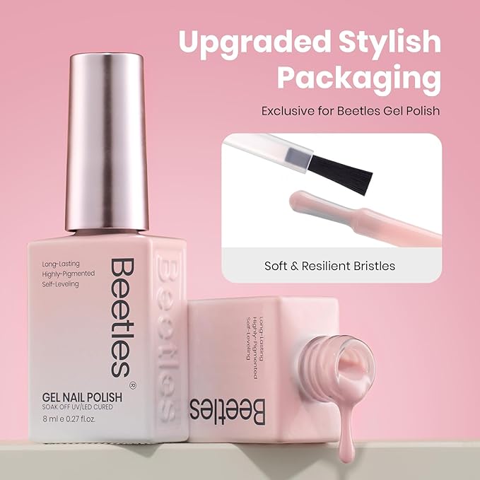 Beetles Nude Pink Gel Nail Polish - 8ml Hema Free Natural Nude Gel Polish Nail Concealer Jelly Sheer Translucent Effect Soak Off UV Misty Rose Collection Nail Art Manicure Gift for Women