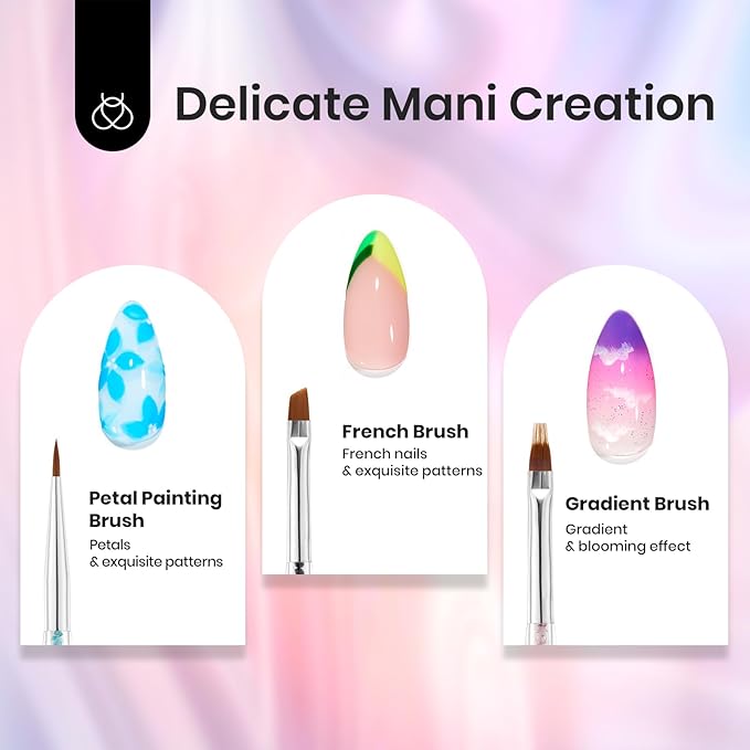 Beetles Nail Art Brushes, 8pcs Double-Ended Nail Art Tool Set, Fingernail Dotting Tools, Striping Manicure Design Brushes for Lines, Fingernail Drawing Pen with Bow knot Stickers Gift for Women