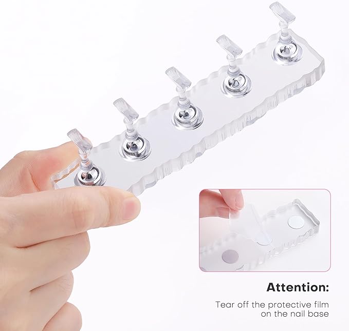 Nail Stand For Press On Acrylic Nail Holder Kit For Painting Nails Tip Arts Display With 300PCS Double-Sided Tape And 1 Heart Shaped Acrylic Stands For Nail Art Supplies