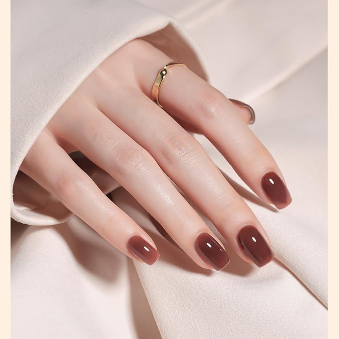 GAOY Rose Brown Jelly Gel Nail Polish of 6 Milky Brown Pink Whiter Colors Sheer Gel Polish Kit for Salon Manicure and Nail Art DIY at Home