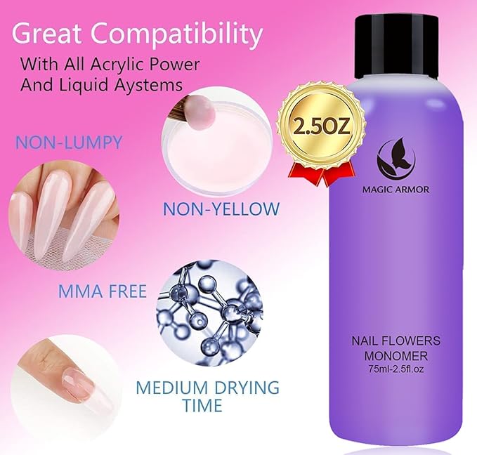 Acrylic Liquid Monomer - 150ml Professional Acrylic Monomer for Nail System Kit, Quick-Dry for Nail Extensions