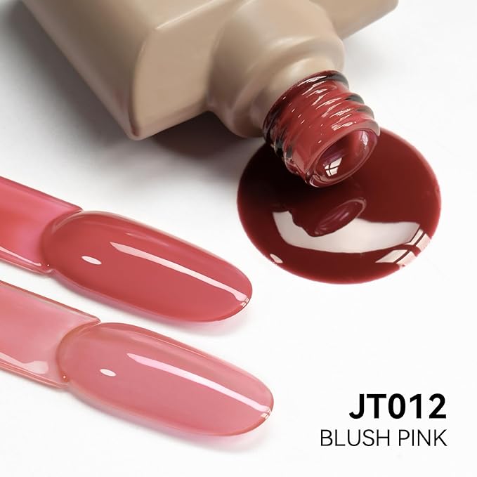 MAYCHAO Jelly Gel Nail Polish -15ML Blush Pink Jelly Gel Polish Soak Off UV LED Nude Pink Nail Polish for DIY Manicure Home Salon Nail Art, 0.5 OZ