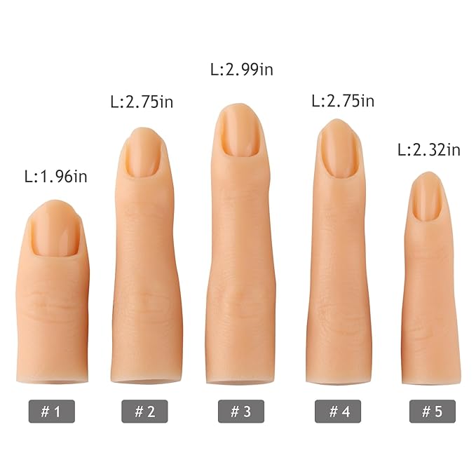 5pcs Silicone Practice Fingers For Acrylic Nails, Soft Fake Finger With 96pcs Nail Tips For Nail Training Flexible Nail Practice Mannequin Finger Reusable Manicure Kit For Beginners