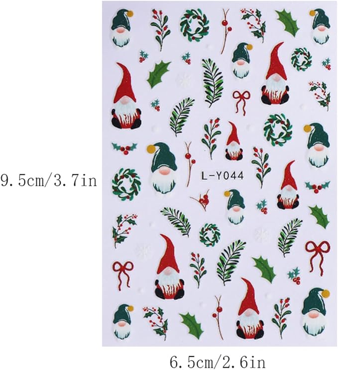 Christmas Nail Stickers for Nail Art Cute Santa Claus Xmas Nail Art Stickers Colored Lights 5D Embossed Winter Nail Decals 3D Self-Adhesive Nails Supply Manicure Sliders for Nails Decoration 6 Sheets