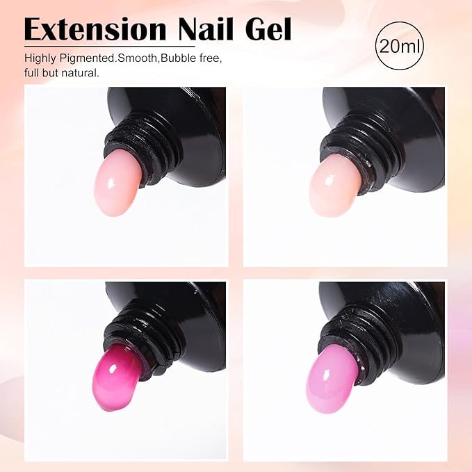 10Pcs Poly Nail Gel Nude Pink Skin Tones Neutral Quick Building Nail Extensions Gel Starter Kit Builder for Nails Art Salon at Home