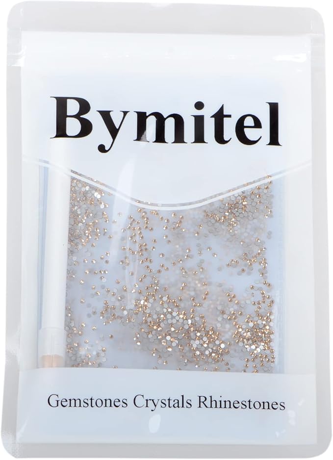 2880PCS Art Nail Rhinestones Non Hotfix Glue Fix Round Crystals Glass Flatback for DIY Jewelry Making with one Picking Pen (ss3 2880pcs, Lt. Peach)