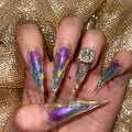 Jewelry Nail Fake Nails with 3D Art Dark Gothic Theme Premium Quality for Easy Wear Size M