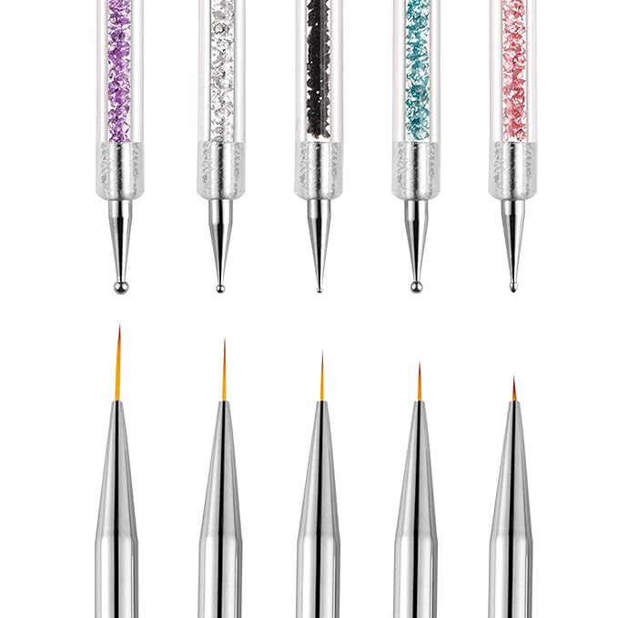 5 Pieces Nail Polish Pens for Nail Art Resin Nail Art Palette Nail Holder Mixing Palette Nail Design Brushes