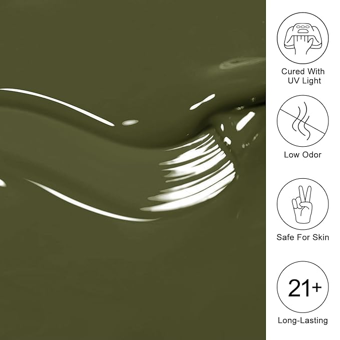 Imtiti 10ml Olive Green Gel Nail Polish Long Lasting Soak Off UV Led Fall Gel Polish Salon DIY at Home Gift for Women 1Pcs