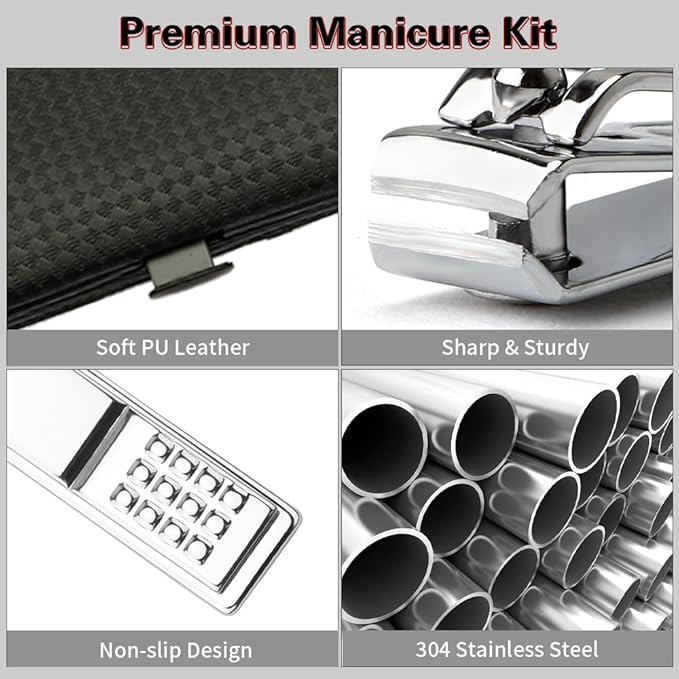 Manicure Kit, Nail Clipper Set, Manicure Set, Nail Clippers for Men Women,Manicure and Pedicure Kit, Travel Nail Clippers Kit, Personal Care Set, Grooming Kit Gifts for Men Family Parents (Sliver)