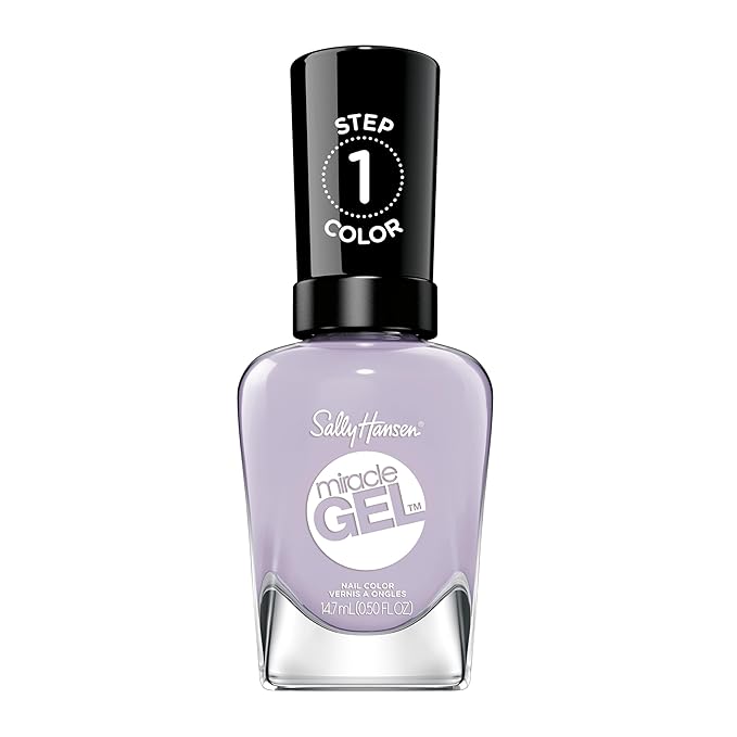 Sally Hansen Miracle Gel Salon Quality Nail Polish | Gel-Like Formula, Two-Step System, No UV Light Needed, Long Lasting | Opaque, Glossy | 608 Chill in the Heir | Light Purple Nail Color