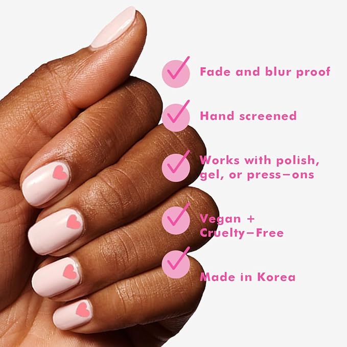 Olive & June Nail Art Stickers | Easy-to-Use Nail Designs | Nail Art Made Easy | Hand-Screened, No-Fade Ink | Accent, Mix & Match, or Cover Chipped Polish | Heart to Heart
