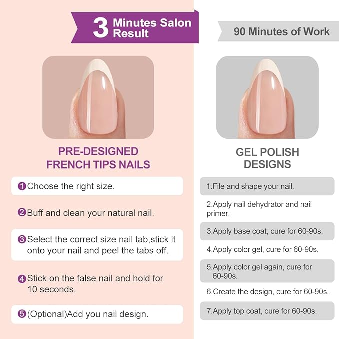 216 Pcs French Tip Press on Nails Short Almond,French Nails Press ons in 9 Different Color Nail Tip,Reusable Fake Nails in 12 Sizes,Glossy False Nails Full Cover Stick on Nails for Women Manicure