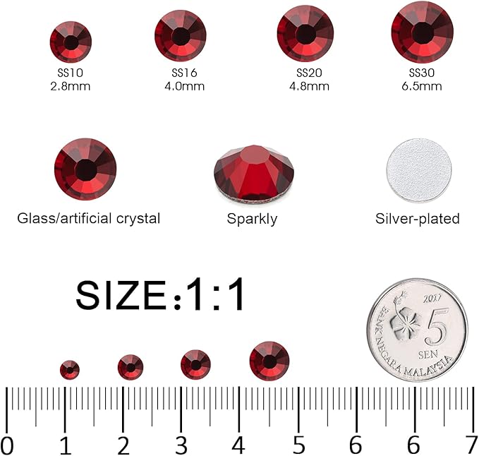 Flatback Rhinestones Bulk, 14400PCS Siam Rhinestones for Clothes DIY Decoration Crafts, Siam, SS10, 2.7-2.9mm
