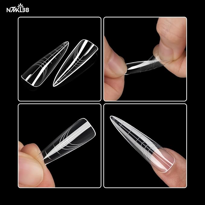 NMKL38 120PCS Dual Nail Forms 12 Sizes Extension Poly Nail Gel Full Cover Nail Molds