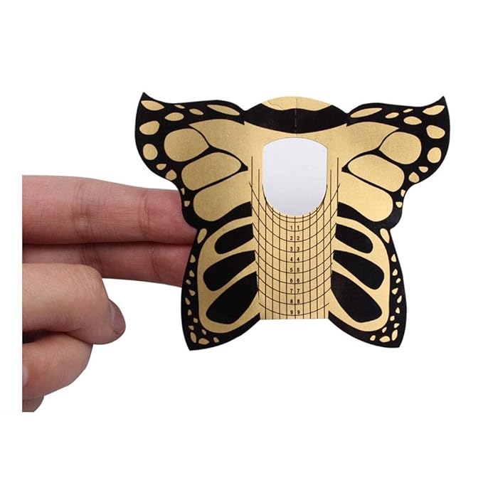 100pcs Nail Form Pro Butterfly Square Tips Nail Forms for C Curve Acrylic UV Gel Nails Builder Nail Extension Nail Art Tool Guide Stickers Dispense