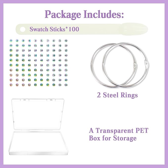 Laza 100 Pcs Nail Swatch Sticks Box-packed with Ring and Numbered Stickers Nail Art Polish Color Display Practice Tips Natural Beige Sample Sticks Tester Nails Supplies for Nail Tech - Oval