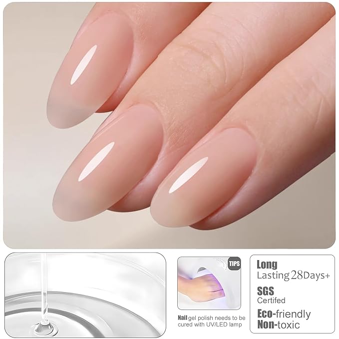 Vishine Beige Milk Rubber Builder Base Gel Nail Polish, 6 in 1 Builder for Strengthen Apex Building Extension Long Lasting Protect U V Cured Color Based Manicure for Fragile Nails Art Home Salon R062