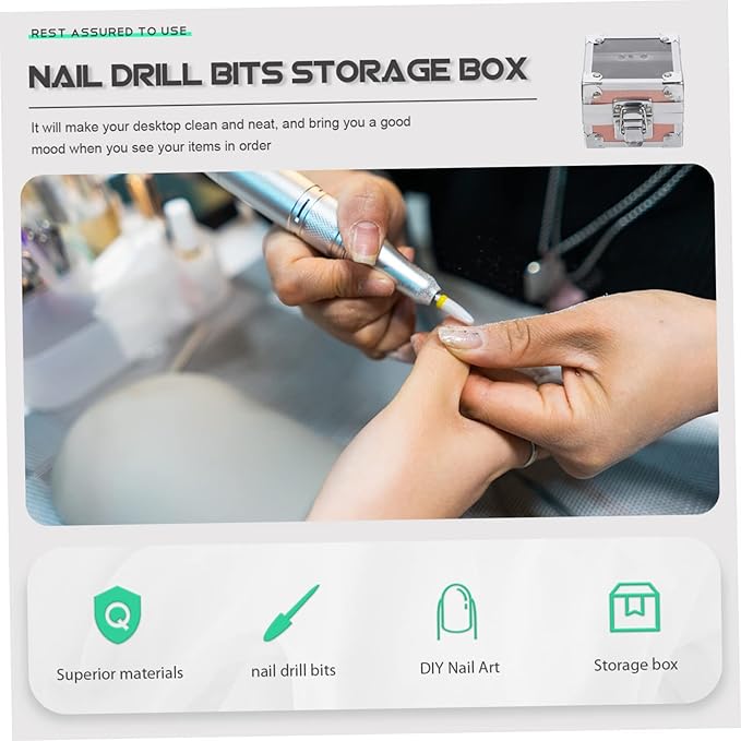 Angoily Nail Storage Box for Nail Drill Bits Nail Grinding Head Box Organizer Manicure Tool Display Case