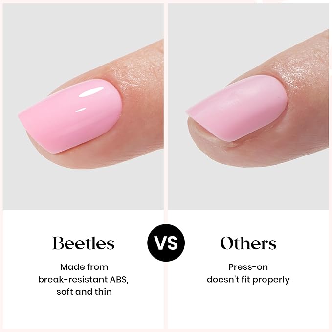 Beetles Press On Nails Kit - Funfetti | 720Pcs 24 Colors Short Square Press On Nails | 15 Sizes French Glossy Glitter With Nail Glue & Nail Tabs Stickers, Fake Nails Kit Art For Women