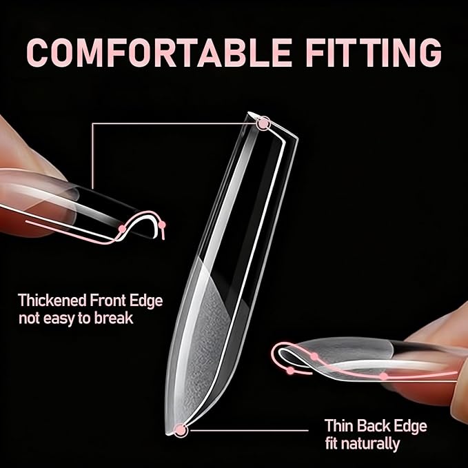 Square False Nail Tips Half matte nail extension tips kit full cover nail tip kit press on false nail tips for nails Salon Or Home DIY 10 sizes 600pcs pre-shared Square nail tips set