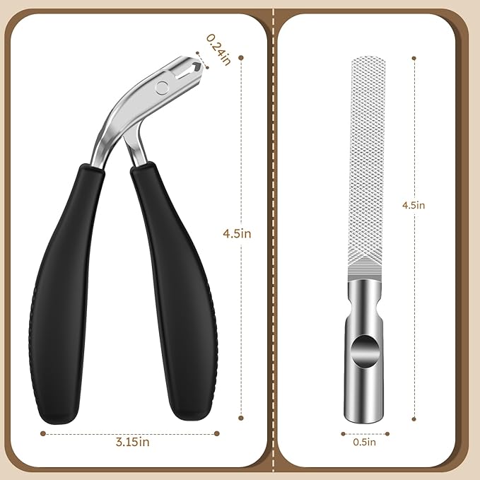 Large Toenail Clippers for Thick Nails for Seniors, Non-Slip Long Handled Angled Head Toe Nail Clippers with Catcher, Wide Jaw Opening Sharp Straight Edge Cutters, Fingernail Clippers for Men Women